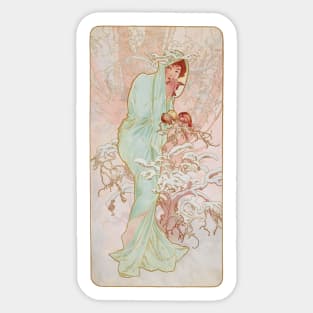 Four Seasons by Mucha, Winter Sticker